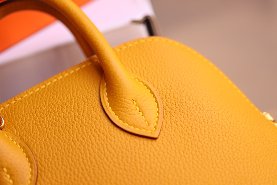 에르메스 미니 볼리드백 앰버 옐로우 금장 에버컬러